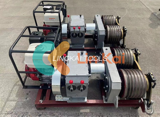 9KW Diesel atau bensin bertenaga 5t Dual Bull Wheel Kabel Pulling Winch