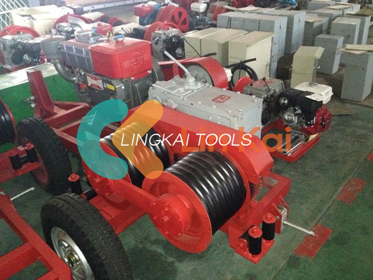 5T Power 9HP Hydraulic Double Capstan Cable Laying Winch Trailer untuk pekerjaan yang sulit