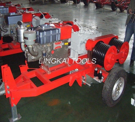 Mesin Honda 5 Ton Double Capstan Winch Cable Pulling Machine Untuk Konstruksi Listrik